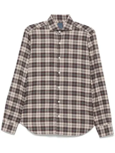 Barba Checked Shirt In Brown