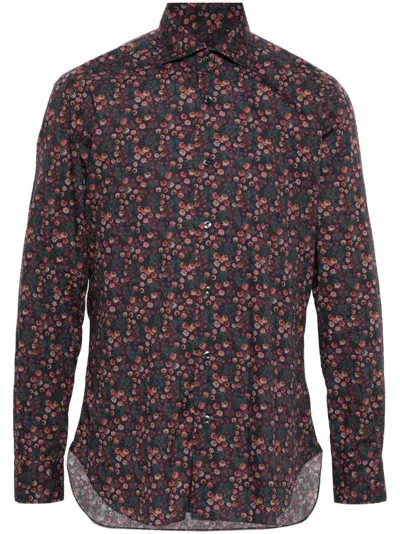 Barba Floral-print Shirt In Blue