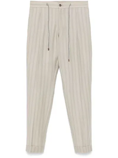 Barba Herringbone Chino Trousers In Nude