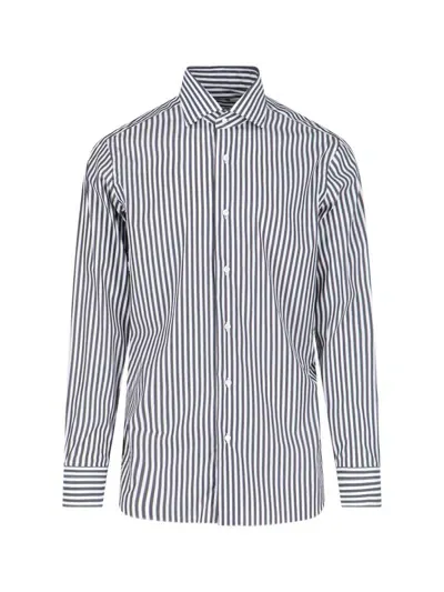 Barba Napoli 'classica' Striped Shirt In Gray