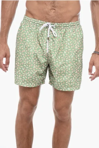 Barba Napoli Floral-print Boxer Swimsuit In Green