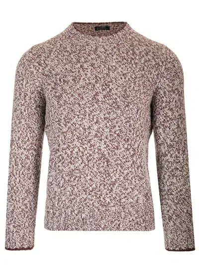 Barba Napoli Moulinè Wool Crewneck Sweater In Multicolor