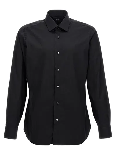 Barba Poplin Shirt In Black