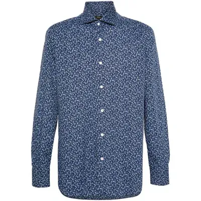 Barba Floral-print Shirt In Blue