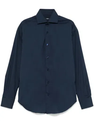 Barba Spread-collar Shirt In Blue