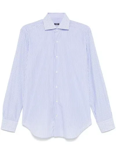 Barba Striped Shirt In Blue