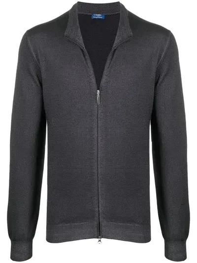 Barba Virgin Wool Zip-front Sweatshirt In Grey