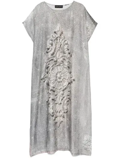 Barbara Bologna Space-print Midi Dress In Grau