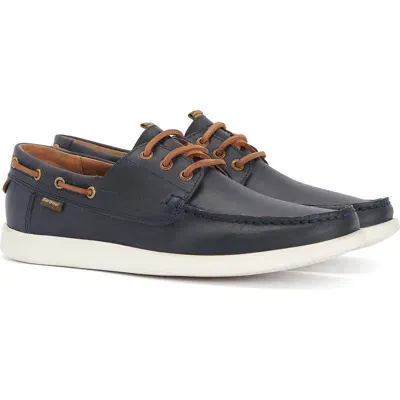 Barbour Armada Leather Boat Shoes In Blue