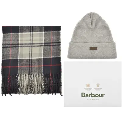 Barbour Beanie And Gloves Gift Set Navy In Gray