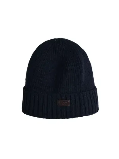 Barbour Blue Wool Carlton Beanie In Navy