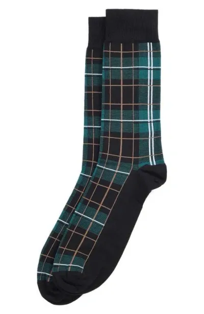 Barbour Blyth Plaid Cotton Blend Socks In Green Loch Tartan