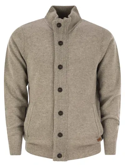 Barbour Cardigan With Zip And Buttons In Grey