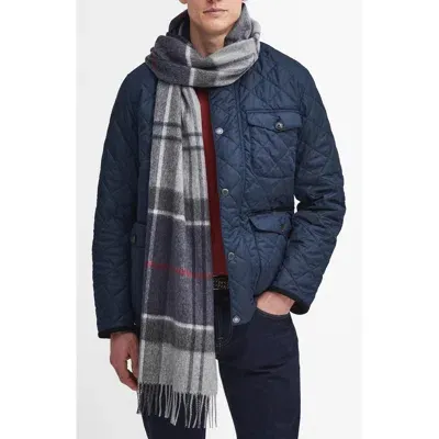 Barbour Carrb Tartan Wool & Cashmere Scarf In Blue Granite