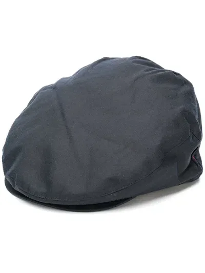 Barbour Cheviot Wax Flat Cap In Blue