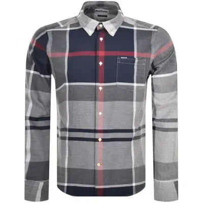 Barbour Dunoon Tailored Tartan Shirt Navy In Gray