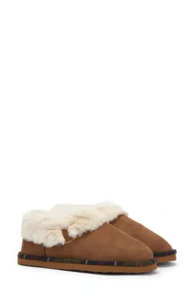 Barbour Eloise Faux Fur Lined Scuff Slipper In Camel