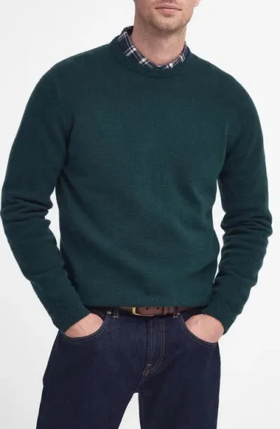 Barbour Essential Patch Mens Crew-neck Jumper In Evergreen