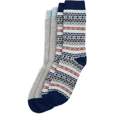 Barbour Fairisle Socks (set Of 2) In Blue Granite Mix