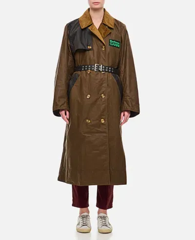 Barbour Ganni X  Wax Trench In Brown