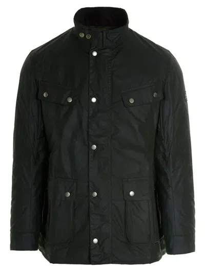 Barbour International Duke Wax Jacket In Blue