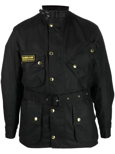 Barbour International Slim International Mens Wax Jacket In Black