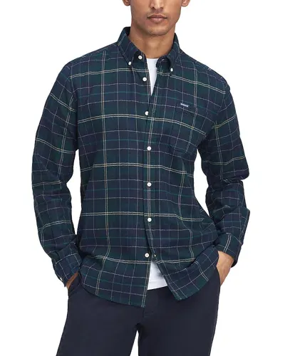 Barbour Kyeloch Cotton Herringbone Tartan Tailored Fit Button Down Shirt In Green Loch