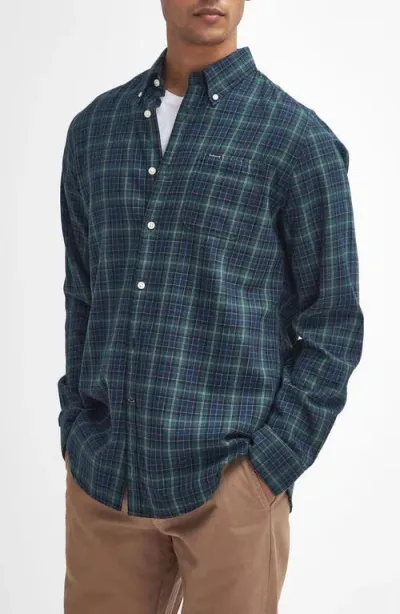 Barbour Lanark Tailored Plaid Cotton Button-down Shirt In Green Loch