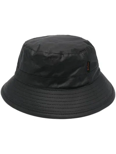 Barbour Logo-patch Bucket Hat In Schwarz