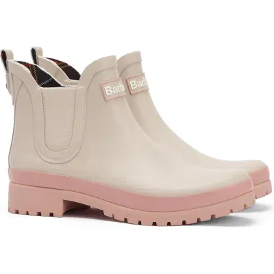 Barbour Mallow Womens Chelsea Wellies In White Pepper/pink Rust