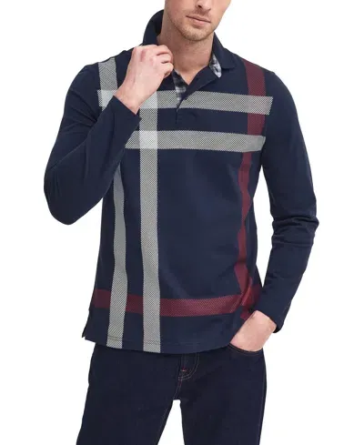 Barbour Men's Blaine Tailored-fit Tartan Long-sleeve Polo Shirt In Dark Navy