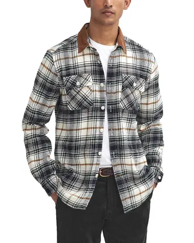 Barbour Nevis Checked Tailored Fit Button Down Shirt In Ecru