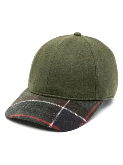 Barbour Plaid-check Pattern Baseball Cap In Green