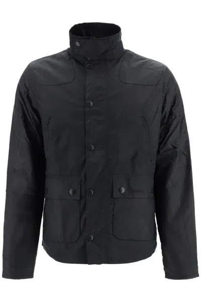 Barbour Reelin Waxed Cotton Jacket In Black