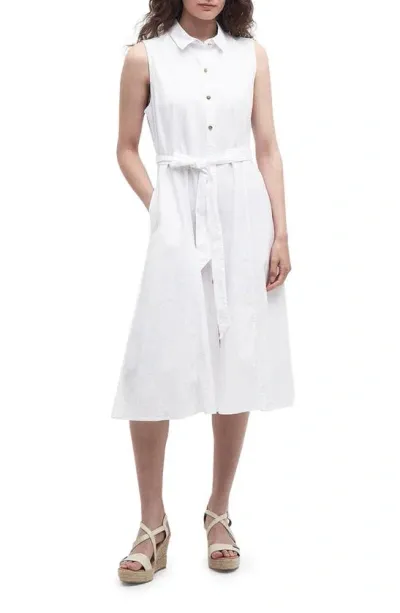 Barbour Reil Sleeveless Stretch Cotton Shirtdress In White