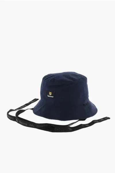 Barbour Reversible Bucket Hat With Removable Strap In Blue