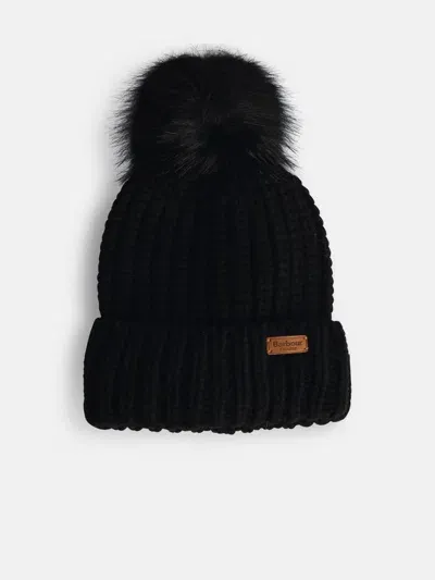 Barbour 'saltburn' Green Acrylic Beanie In Black