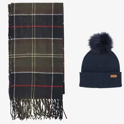 Barbour Scarf And Hat Set In Multi