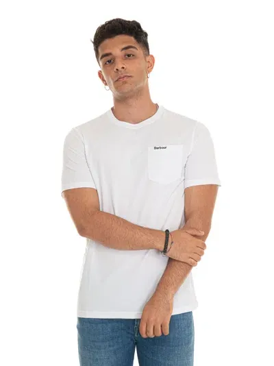 Barbour Short-sleeved Round-necked T-shirt In White