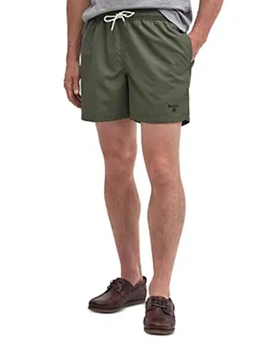 Barbour Solid Logo 5 Swim Trunks In Olive