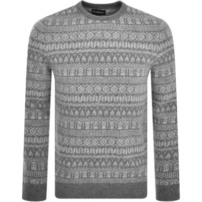 Barbour Stonebeck Fairisle Crew Neck Jumper Grey In Gray