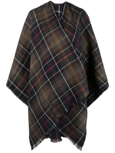 Barbour Tartan Wrap Cape In Multicolour