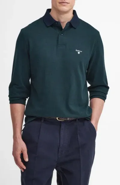 Barbour Walkford Long Sleeve Polo In Sapphire Navy Blue