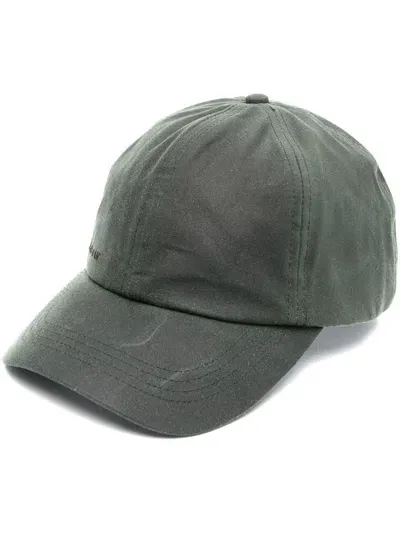 Barbour Wax-coated Baseball Cap In Green