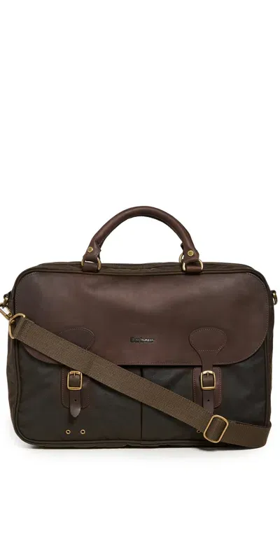 Barbour Wax Leather Briefcase Olive