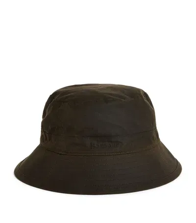 Barbour Waxed Cotton Sports Hat In Green