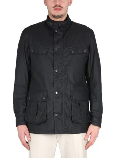 Barbour Duke Wax Jacket In Black