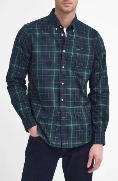 Barbour Wetherham Tailored Mens Shirt In Green Loch