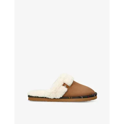 Barbour Claudia Faux Fur Lined Scuff Slipper In Camel