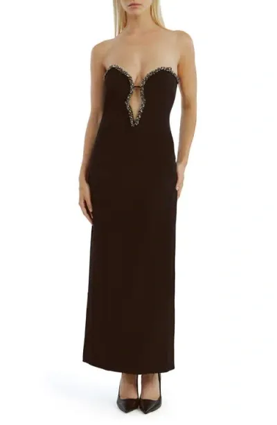 Bardot Eleni Diamante Strapless Cocktail Dress In Black